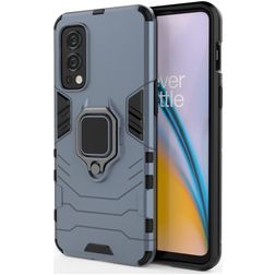 Mobigear Armor Ring OnePlus Nord 2 Hülle Hardcase Backcover Stoßfest mit Ringhalter - Blau