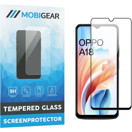 Mobigear Premium OPPO A18 Panzerglas Displayschutz - Hüllenfreundlich - Schwarz