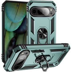 Mobigear Armor Ring Google Pixel 9 Hülle Hardcase Backcover Stoßfest mit Ringhalter - Grün