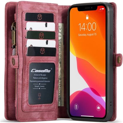 Caseme 008 iPhone 12 Hülle Abnehmbare 2in1 Klapphülle Geldbörse - Rot