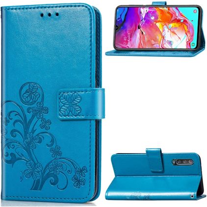 Mobigear Clover Samsung Galaxy A70 Hülle Klapphülle Geldbörse - Blau