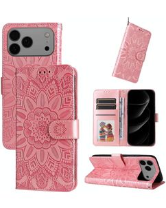 Mobigear Sunflower iPhone 18 Pro Max Klapphülle Portemonnaie - Pink