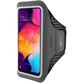 Mobiparts Comfort Fit Handyhalterung Joggen Samsung Galaxy A50 Sporthülle Neopren Sportarmband - Schwarz
