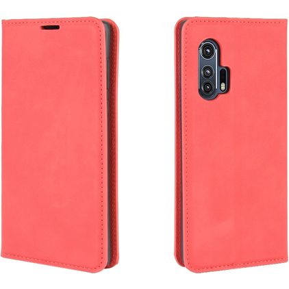 Mobigear Retro Slim Motorola Edge Plus Hülle Klapphülle Geldbörse - Rot