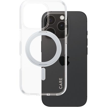 CARE by PanzerGlass Kickstand iPhone 16 Pro MagSafe Hardcase Backcover mit Ständer - Transparent / Silber