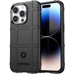 Mobigear Rugged Shield iPhone 15 Pro Hülle Flexibles TPU Backcover Stoßfest - Schwarz