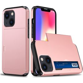 Mobigear Card iPhone 15 Hülle Hardcase Backcover Stoßfest mit Kartenhalter - Roségold