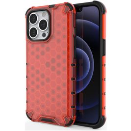 Mobigear Honeycomb iPhone 14 Pro Hülle Hardcase Backcover Stoßfest - Rot