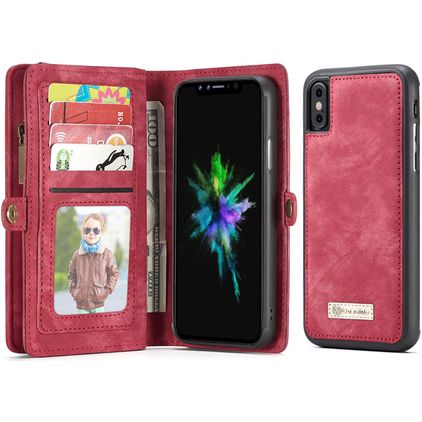 Caseme 008 iPhone X Hülle Abnehmbare 2in1 Klapphülle Geldbörse - Rot