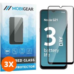 Mobigear Premium Nokia G21 Panzerglas Gehärtetes Glas Displayschutz - Hüllenfreundlich - Schwarz (3er Pack)