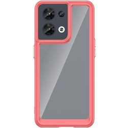 Mobigear Crystal OPPO Reno 8 5G Hülle Hardcase Backcover - Transparent / Rot