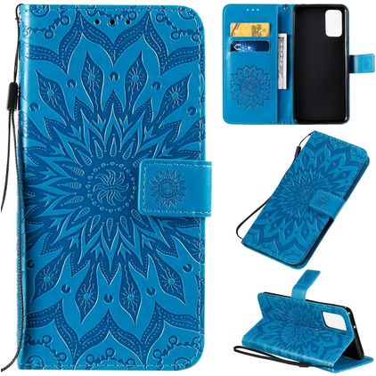Mobigear Sunflower Samsung Galaxy S20 Plus Hülle Klapphülle Geldbörse - Blau