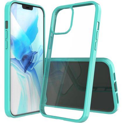 Mobigear Crystal iPhone 12 Pro Max Hardcase Backcover - Transparent / Türkis