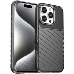 Mobigear Groove iPhone 16 Pro Hülle Flexibles TPU Backcover - Schwarz