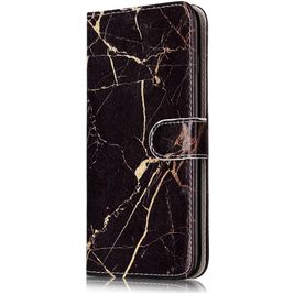Mobigear Marble iPhone 7 Plus Hülle Klapphülle Geldbörse - Schwarz
