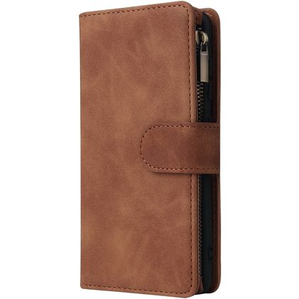 Mobigear Zipper Samsung Galaxy A41 Hülle Klapphülle Geldbörse - Braun