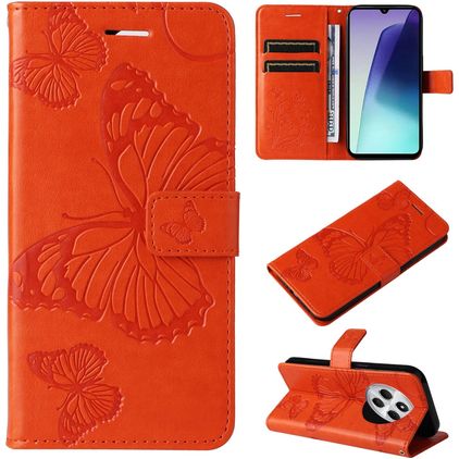 Mobigear Butterfly Xiaomi Redmi 14C Hülle Klapphülle Geldbörse - Orange
