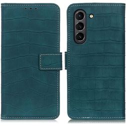 Mobigear Croco Samsung Galaxy S21 FE Hülle Klapphülle Geldbörse - Grün