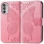 Mobigear Butterfly Motorola Moto G82 Hülle Klapphülle Geldbörse - Pink
