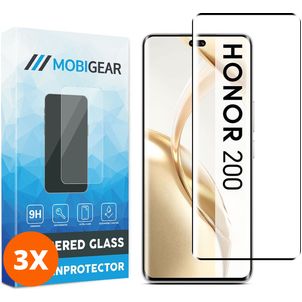 Mobigear Premium HONOR 200 Panzerglas Gehärtetes Glas Displayschutz - Hüllenfreundlich - Schwarz (3er Pack)