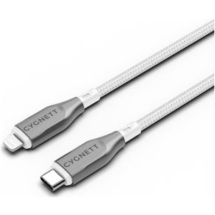 Cygnett Armoured Braided USB-C auf Apple Lightning Kabel 1 Meter - Weiß