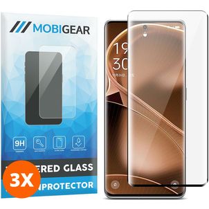 Mobigear OPPO Find X6 Pro Panzerglas Gehärtetes Glas Displayschutz - Hüllenfreundlich - Schwarz (3er Pack)