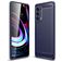 Mobigear Brushed Slim Motorola Edge (2021) Hülle Flexibles TPU Backcover - Marineblau