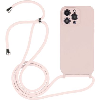 Mobigear Lanyard iPhone 15 Pro Silikon Handykette - Sand Pink