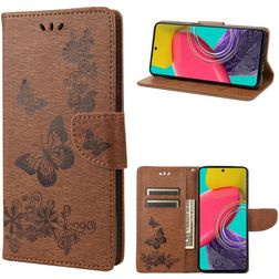 Mobigear Butterfly Samsung Galaxy M53 Hülle Klapphülle Geldbörse - Braun