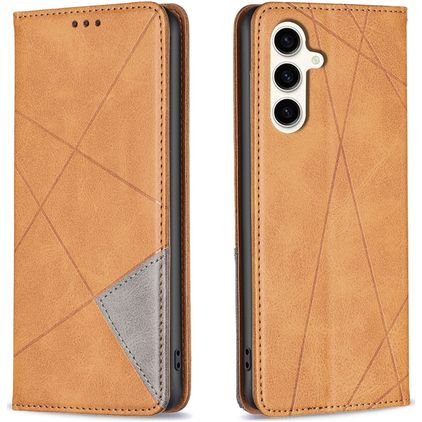Mobigear Rhombus Slim Samsung Galaxy S24 FE Klapphülle - Cognac