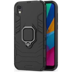 Mobigear Armor Ring HONOR 8S Hülle Hardcase Backcover Stoßfest mit Ringhalter - Schwarz