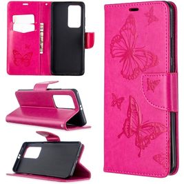 Mobigear Butterfly Huawei P40 Pro Hülle Klapphülle Geldbörse - Magenta