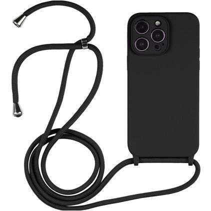 Mobigear Lanyard iPhone 14 Pro Silikon Handykette - Schwarz
