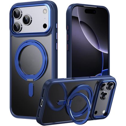 Mobigear Frosted Mag iPhone 17 Pro Max MagSafe Hülle Hardcase Backcover mit Ständer - Blau