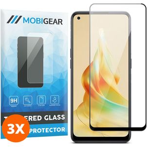 Mobigear Premium OPPO Reno 8T 4G Panzerglas Gehärtetes Glas Displayschutz - Hüllenfreundlich - Schwarz (3er Pack)