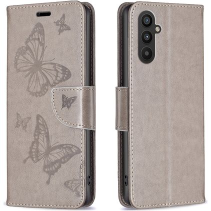 Mobigear Butterfly Samsung Galaxy A24 Hülle Klapphülle Geldbörse - Grau