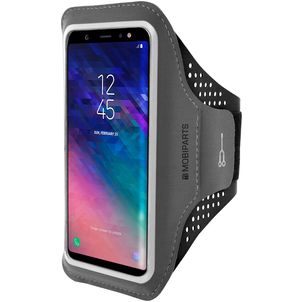 Mobiparts Comfort Fit Handyhalterung Joggen Samsung Galaxy A6 (2018) Sporthülle Neopren Sportarmband - Schwarz
