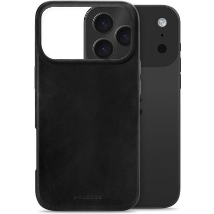Mobilize Premium iPhone 17 Pro Max MagSafe Hülle Echtes Leder Backcover - Schwarz
