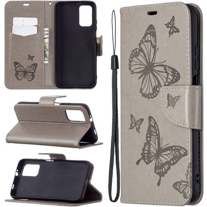 Mobigear Butterfly POCO M3 Klapphülle Portemonnaie - Grau