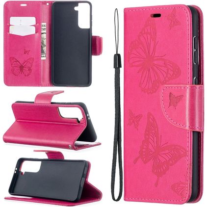 Mobigear Butterfly Samsung Galaxy S21 Hülle Klapphülle Geldbörse - Pink