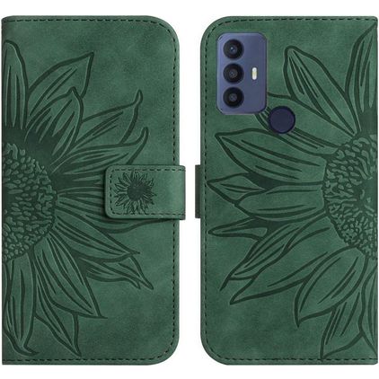 Mobigear Sunflower TCL 30 SE Hülle Klapphülle Geldbörse - Grün