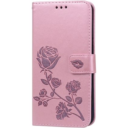 Mobigear Roses Samsung Galaxy A10 Hülle Klapphülle Geldbörse - Roségold