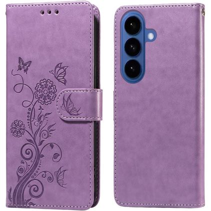 Mobigear Flowers Samsung Galaxy S26 Plus Hülle Klapphülle Geldbörse - Lila