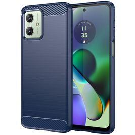 Mobigear Brushed Slim Motorola Moto G54 Hülle Flexibles TPU Backcover - Blau