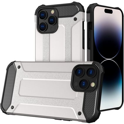 Mobigear Outdoor iPhone 14 Pro Max Hülle Hardcase Backcover Stoßfest - Silber