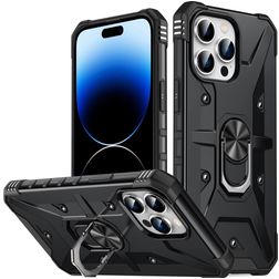 Mobigear Armor Ring iPhone 14 Pro Hülle Hardcase Backcover Stoßfest mit Ringhalter - Schwarz