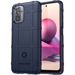 Mobigear Rugged Shield POCO M5s Hülle Flexibles TPU Backcover Stoßfest - Blau