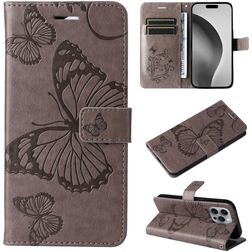 Mobigear Butterfly iPhone 16 Pro Max Hülle Klapphülle Geldbörse - Grau