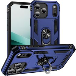 Mobigear Armor Ring iPhone 18 Pro Hülle Hardcase Backcover Stoßfest mit Ringhalter - Blau