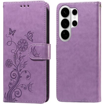 Mobigear Flowers Samsung Galaxy S26 Ultra Hülle Klapphülle Geldbörse - Lila